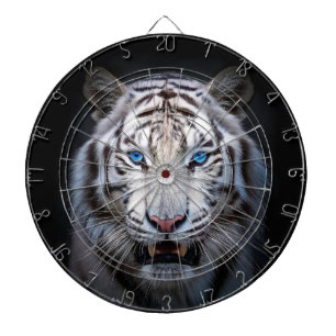 Cible De Fléchettes Tigre Blanc Yeux Bleus
