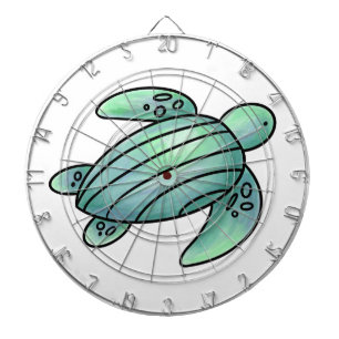 Cible De Fléchettes tortue de mer peinte à l'aquarelle dessin animé bl