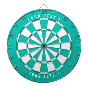 Cible De Fléchettes Tri-Color Turquoise et blanc   Texte personnalisé