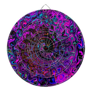 Cible De Fléchettes Trippy Black et Magenta Retro Liquid Swirl