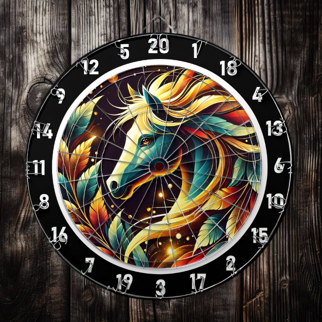 Cible De Fléchettes Tropical Neon Stallion Salle De Jeu Art (Créateur téléchargé)