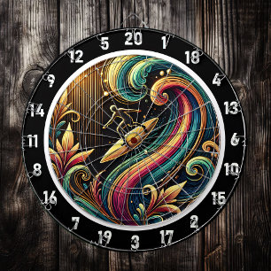 Cible De Fléchettes Tropical Surfer Sunset Wave Art Piece