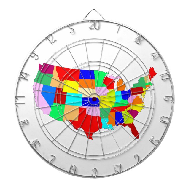 Cible De Fléchettes USA Patchwork Map (Devant)
