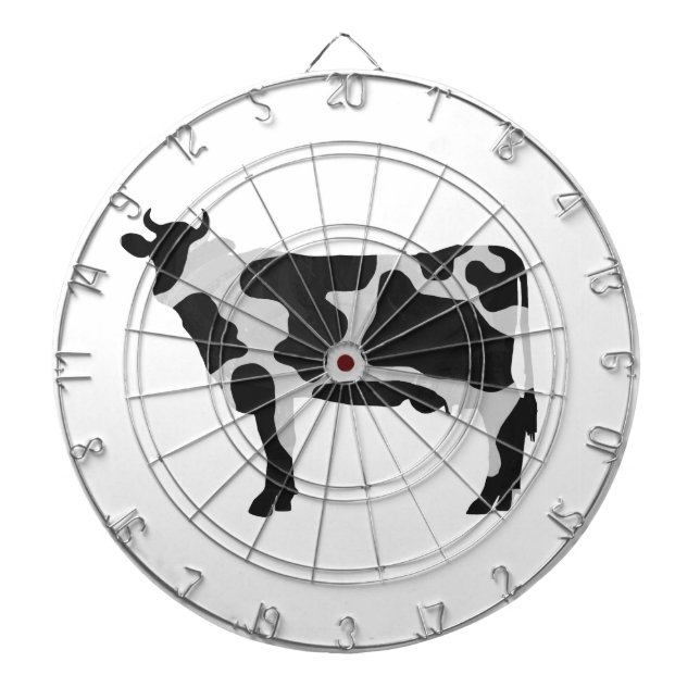 Cible De Fléchettes Vache Noir et Blanc Silhouette (Devant)