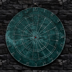 Cible De Fléchettes Velvety Turquoise Damask   Grunge vert foncé Baroq