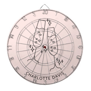 Cible De Fléchettes Verre à flûte en or rose fête nom de fête