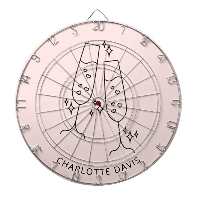 Cible De Fléchettes Verre à flûte en or rose fête nom party (Devant)