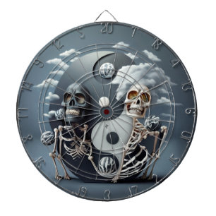 Cible De Fléchettes Vie et mort, Halloween YinYang Skeleton