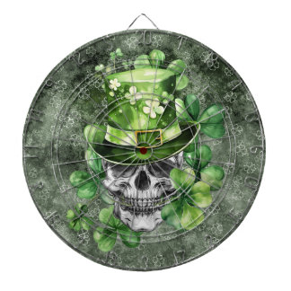 Cible De Fléchettes Vivid Skull with Green Hat Illustration
