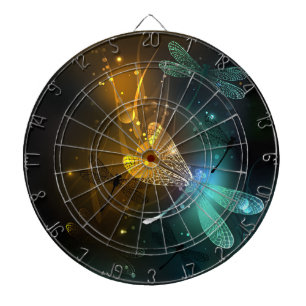 Cible De Fléchettes Vol de libellule verte lumineuse