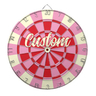 Cible De Fléchettes Votre texte personnalisé en rose et rouge Vintage