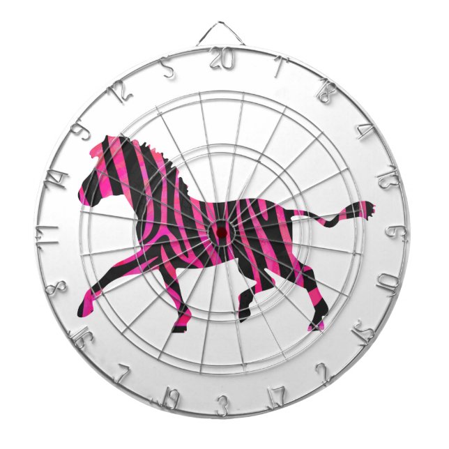 Cible De Fléchettes Zebra Silhouette noir et rose chaud (Devant)