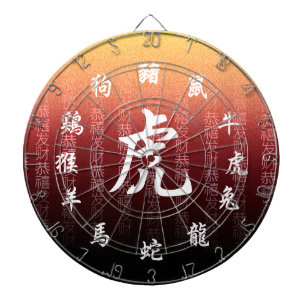Cible De Fléchettes Zodiac chinois sur Festive Red Gold Arrière - plan