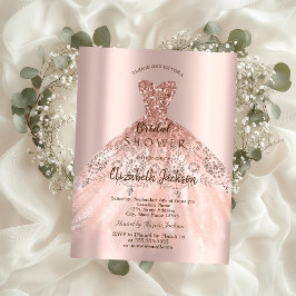 Cic Rose Gold Glitzer Dress, Brautparty Einladung