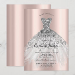 Cic Rose Gold Glitzer Kleid, Brautparty Einladung