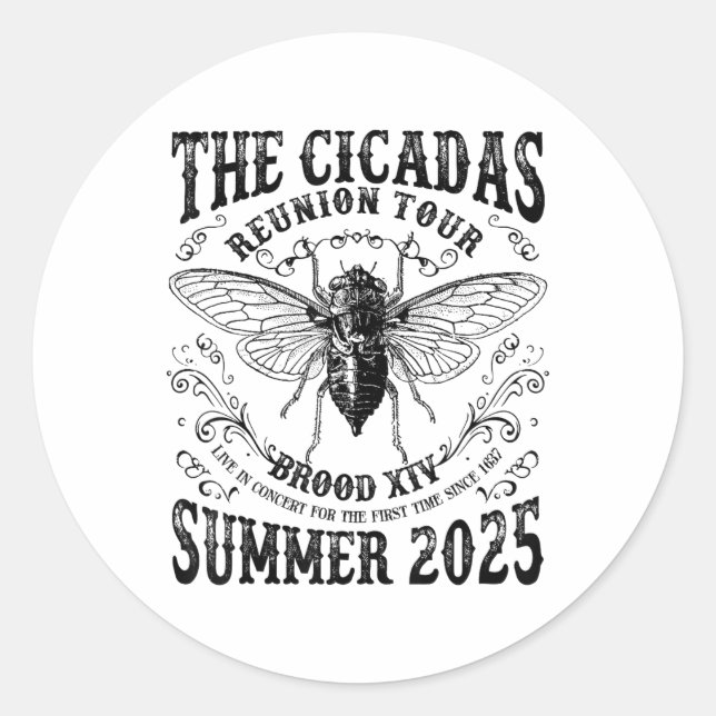 Cicada Brood Xiv Wiedersehen Tour Swarm Cicadas So Runder Aufkleber (Vorderseite)