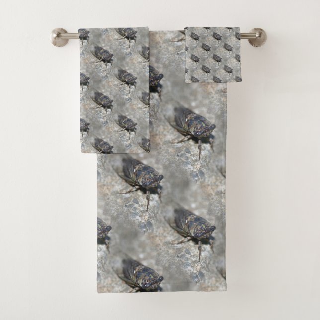 Cicada Bug Face Nattern Muster Badhandtuch Set (Insitu)