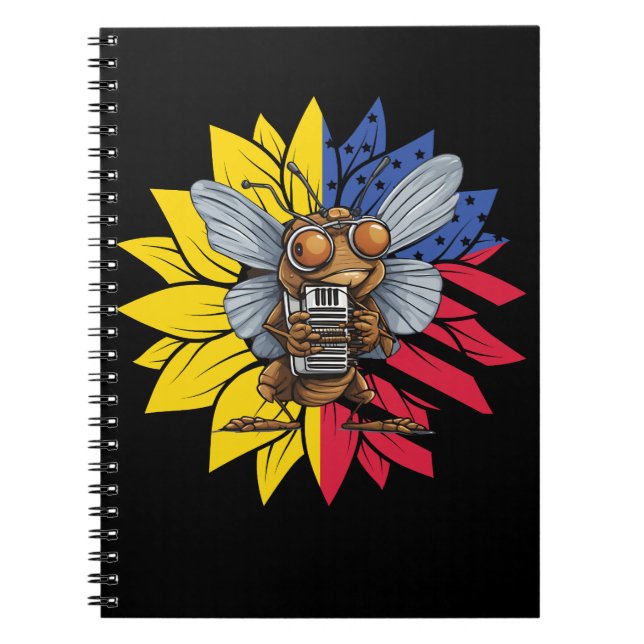 Cicada Harmonica Sunflower Notizblock (Vorderseite)