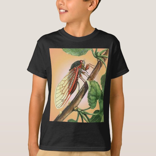 Cicada Insect Illustration Art T-Shirt (Vorderseite)