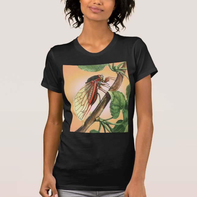 Cicada Insect Illustration Art T-Shirt (Vorderseite)