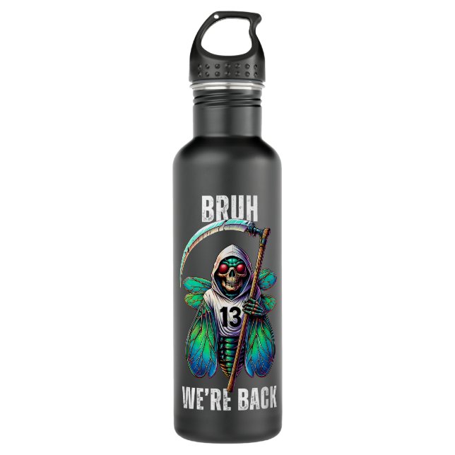 Cicada Invasion Tour Sensenmann Bruh We re Back Ci Edelstahlflasche (Vorderseite)