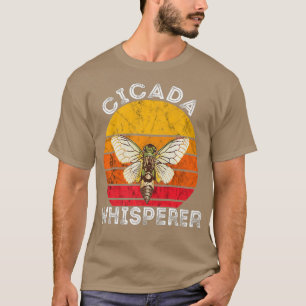 Cicada Whisperer Brood Insekt Retro Sonnenuntergan T-Shirt
