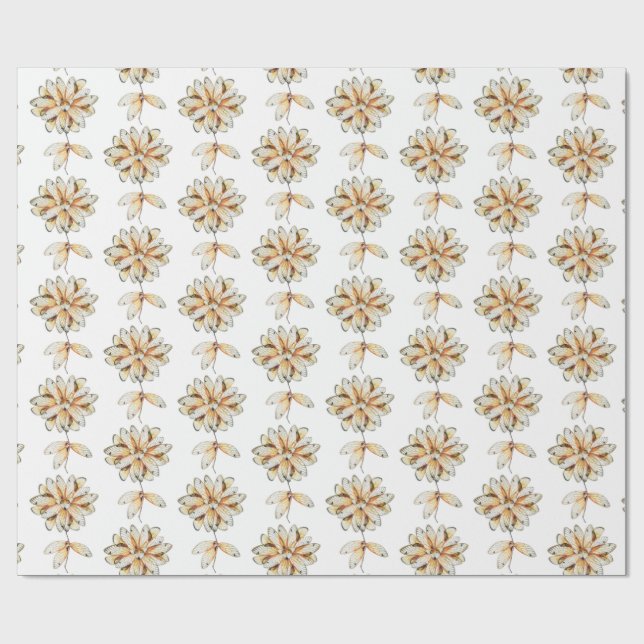 Cicada Wings Floral Pattern Geschenkpapier (Flach)