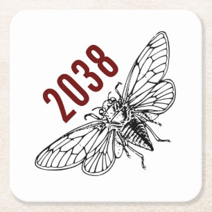 Cicadas 2038 rechteckiger pappuntersetzer
