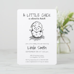 Cick About to Hatch Black Sketch Baby Shower Invi Einladung