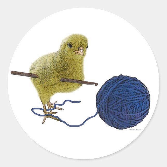 Cick who crochets round sticker (Vorderseite)