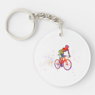 Ciclista de competition en acuarela schlüsselanhänger