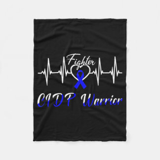 Cidp Awareness Warrior Heartbeat Fight Blue Ribbon Fleecedecke