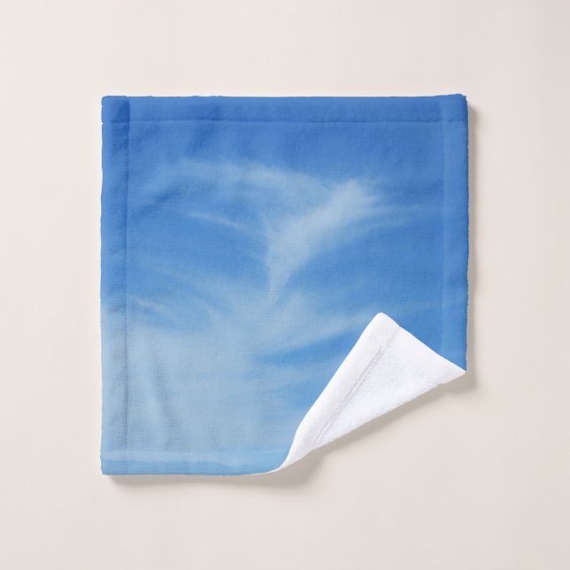 Ciel bleu avec nuages blancs Abstrait Nature Photo (Gant de toilette)