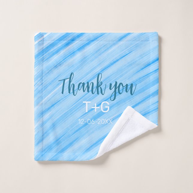 Ciel bleu merci ajouter couple nom date année text (Gant de toilette)