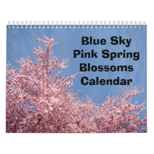 Ciel Bleu Printemps Rose Calendrier Nature Arbres 