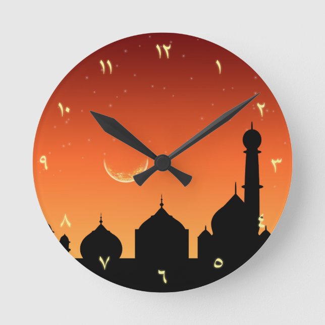 Ciel du soir arabe - Horloge ronde (Recto)