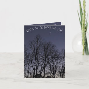 Ciel foncé, Lune et Star Carte de voeux pliée