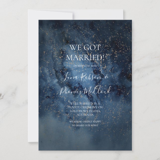 Ciel nocturne céleste | Faire-part Gold Elopement (Devant)