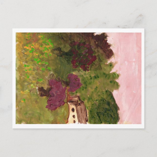 Ciel rose, Paysage, Maison, carte postale (Devant)
