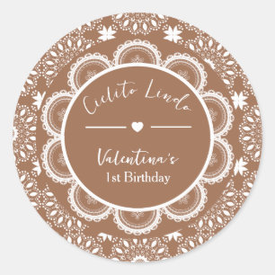 Cielito Lindo 1. Geburtstag Braun Runder Aufkleber