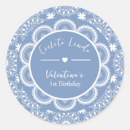 Cielito Lindo 1st Birthday Blue Runder Aufkleber