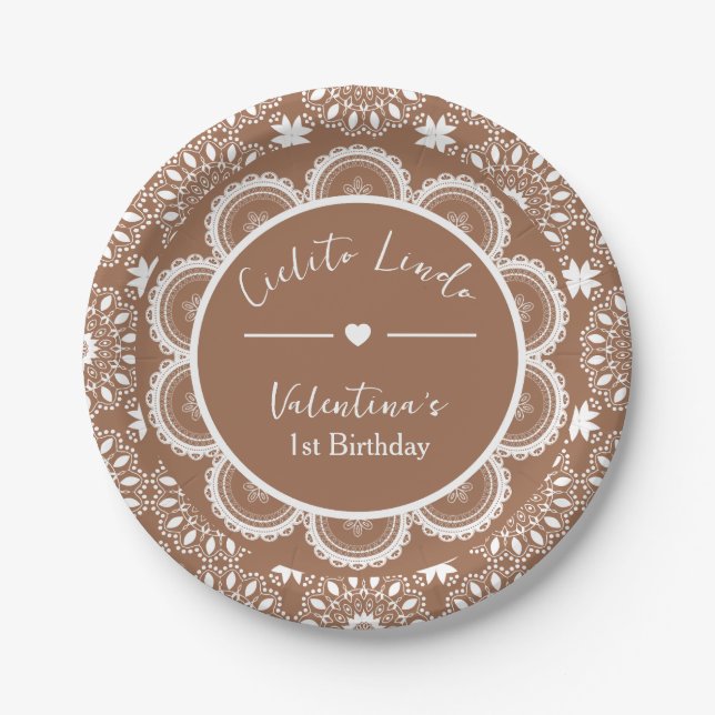 Cielito Lindo 1st Birthday Brown Pappteller (Vorderseite)
