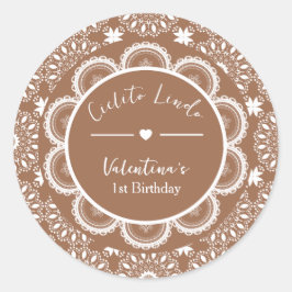 Cielito Lindo 1st Birthday Brown Runder Aufkleber