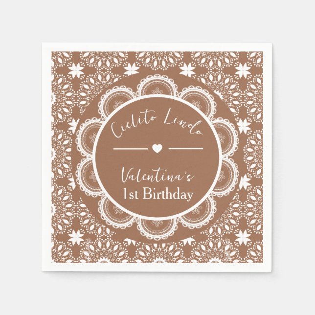 Cielito Lindo 1st Birthday Brown Serviette (Vorderseite)