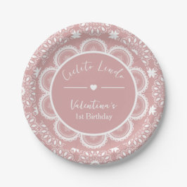 Cielito Lindo 1st Birthday Pink Pappteller