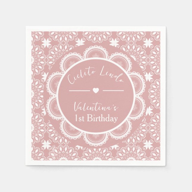Cielito Lindo 1st Birthday Pink Serviette (Vorderseite)