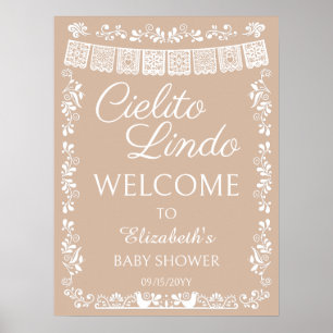 Cielito Lindo Baby Shower Beige Willkommen Poster