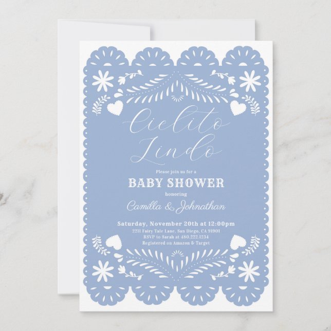 Cielito Lindo Baby shower bleu Invitation (Devant)