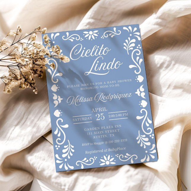 Cielito Lindo Baby Shower Einladung, Dusty Blue Einladung (Von Creator hochgeladen)