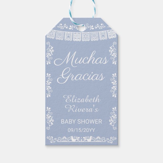Cielito Lindo Baby Shower Muchas Gracias Geschenkanhänger (Vorderseite)